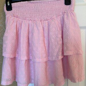 Hollister Pink Eyelet Lined Ruffle Ultra High Rise Skirt - Medium - NWT
